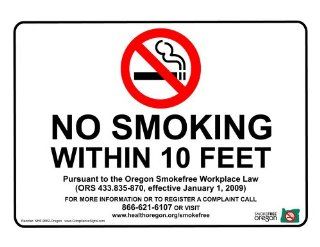 No Smoking Within 10 Feet Sign NHE 9662 Oregon No Smoking X Feet : Business And Store Signs : Office Products