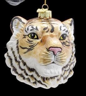 Kurt Adler Ornaments NB0472 Noble Gems Tiger Head Ornament  Decorative Hanging Ornaments  