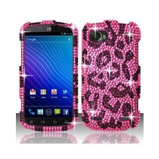 Pink Leopard Bling Gem Jeweled Crystal Cover Case for ZTE Warp Sequent N861: Cell Phones & Accessories