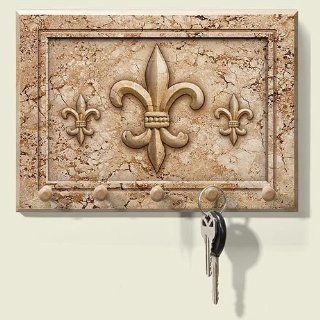 Fleur De Lis Key Holder Hanger Wooden Wall Decor Elegant : Key Racks : Office Products