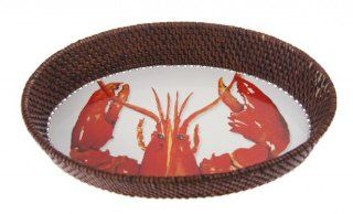 Beach House Nautical Dcor Serving Tray Rattan Lobster 11 inches by 7.75 inches by 2 inches: Kitchen & Dining