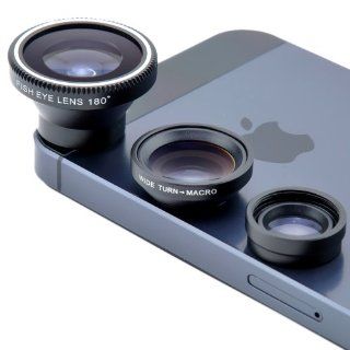 VicTsing Magnetic Detachable Fish Eye Lens Wide Angle Micro Lens 3 in 1 Kits Black for iphone 5 5C 5S 4S 4 3GS ipad mini ipad 4 3 2 Samsung Galaxy S4 S3 S2 Note 3 2 1 Sony Xperia L36h L36i HTC ONE Smartphones with flat camera: Cell Phones & Accessories