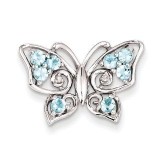 Sterling Silver Light Swiss Blue Topaz Diamond Pendant. Carat Wt  0.644ct: Jewelry