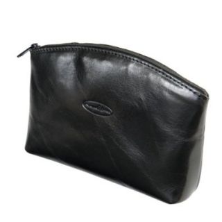 Maxwell Scott Luxury Black Leather Cosmetic Bag (Chia)   One Size: Clothing