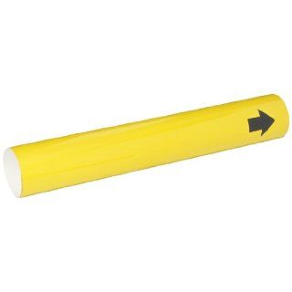 Brady 5603 II B 689 PVF Over Laminated Polyester, Black On Yellow Color High Performance Wrap Around Pipe Marker For 2 1/2"   7 7/8" Outside Pipe Diameter: Industrial Pipe Markers: Industrial & Scientific