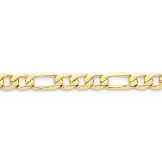 10k Yellow Gold 7in Light Figaro Chain Bracelet. Metal Wt  14.84g: Link Bracelets: Jewelry