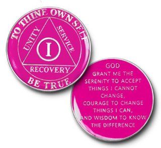 Alcoholics Anonymous Year 23 Anniversary Circle Tri color Coin Medallion   Pink, Gold & White: Everything Else