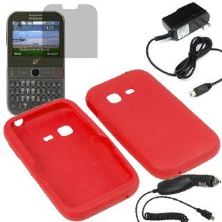 BW Silicone Sleeve Gel Cover Skin Case for Tracfone, Net 10, Straight Talk Samsung S390G+ LCD + Car + Home Charger  Red: Cell Phones & Accessories