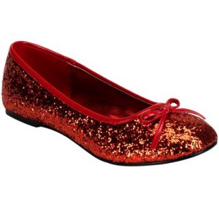 Adult Red Glitter Star Flat Shoes   9
