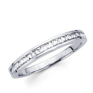 Baguette Diamond Wedding Band 14k White Gold Anniversary Ring (1/4 CT): Jewel Tie: Jewelry