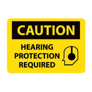 Nmc Osha Compliant Vinyl Caution Signs   14X10   Caution Hearing Protection Required (With Graphic)