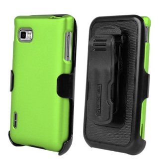 LG Optimus F3 MS659 / P659 Apple Green Full Armor Protector Cover Hard Case + Multi Position Holster + NakedShield Invisible Screen Protector: Cell Phones & Accessories
