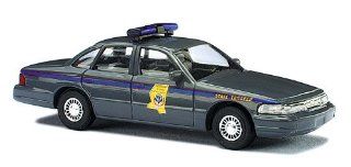 BUSCH, DIE CAST MODEL, HO SCALE, 1/87, FORD CROWN VICTORIA, W/MISSISSIPPI STATE POLICE MARKINGS, GREY Toys & Games
