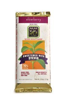 Coco Polo, Stevia Sweetened 70% Cocoa Dark Chocolate with Real Elderberry Fruit, All Natural, Non GMO, No Sugars Added, 2.5 Ounce Bars (Pack of 5) : Candy And Chocolate Bars : Grocery & Gourmet Food