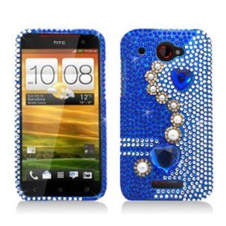 Aimo HTC6435PCLDI637 Dazzling Diamond Bling Case for HTC Droid DNA   Retail Packaging   Pearl Blue: Cell Phones & Accessories