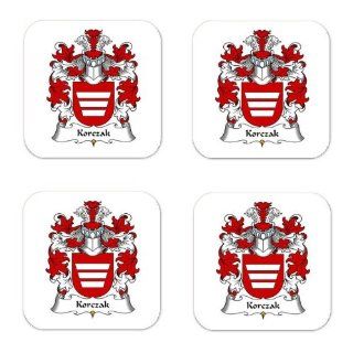 Korczak Family Crest Square Coasters Coat of Arms Coasters   Set of 4  