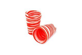 Peppermint Flavored Candy Cane Edible Shot Glass 1.76oz x 12 glasses (a 12 pack): Grocery & Gourmet Food