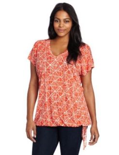 Lucky Brand Women's Plus Size Mosaic Tile Top, Orange/Multi, 1X at  Womens Clothing store: Fashion T Shirts