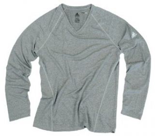 Adidas Womens CLIMALITE Lightweight Athletic Long Sleeve V neck Tee Shirt (Large, Atletic Gray): Clothing