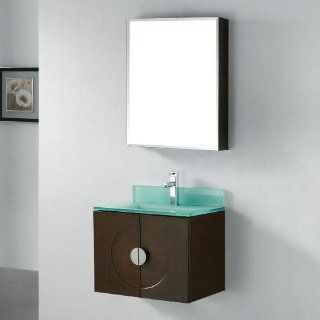 Genova 24" Wall Mounted Bathroom Vanity Set with Glass Top Sink Finish: Ocean Blue    