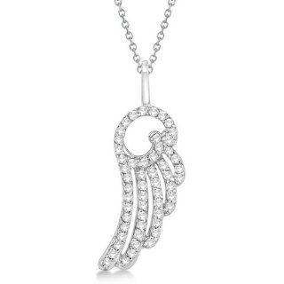 Diamond Angel Wing Pendant Necklace 14k White Gold (0.28ct): Allurez: Jewelry