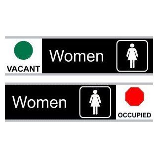 Women With Symbol Engraved Sign EGRE 650 SYM SLIDE WHTonBLK Restrooms : Business And Store Signs : Office Products