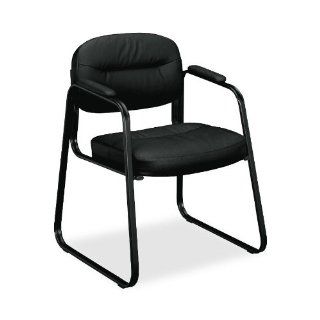 Basyx BSXVL653ST11 VL653 Guest Side Chair Black Leather/Black Frame, Black : Reception Room Chairs : Office Products