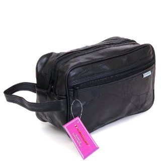 New Leather Toiletry Bag Shaving Kit Travel Case Tote Make up Zippered Vanity: Everything Else