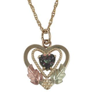 10k Gold Black Hills Heart Shaped Necklace with 5 X 5 MM Heart Shaped Mystic Fire: Coleman's Black Hills Gold: Jewelry