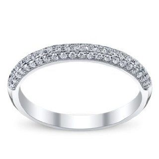 0.64 Ct Round Rounds Brilliant Cut Wedding Engagement Band Set on 14K White Gold: Engagement Rings: Jewelry