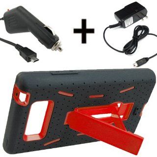 AM Armor Video Stand Protector Hard Shield Snap On Case for Boost Mobile, U.S. Cellular, Sprint LG Splendor, Venice US730 + Car + Home Charger Red: Cell Phones & Accessories