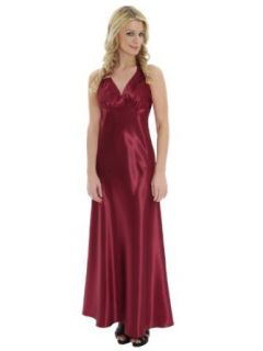 Elegant Red Satin Charmeuse Dress Nightgown V Neck Halter Gown at  Womens Clothing store
