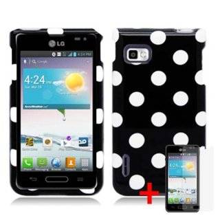 LG OPTIMUS F3 MS659 BLACK WHITE POLKA DOT COVER SNAP ON HARD CASE +FREE SCREEN PROTECTOR from [ACCESSORY ARENA]: Cell Phones & Accessories