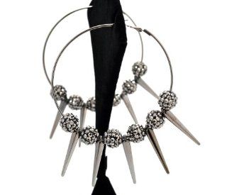 Hematite Lady Gaga Paparazzi Basketball Wives Earring with 5 Spikes: Jewelry