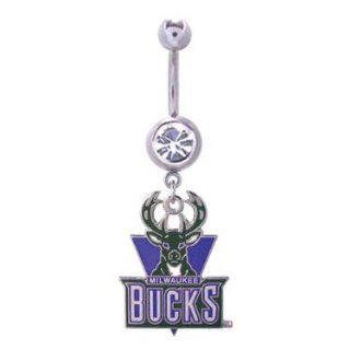 Milwaukee Bucks 316L Stainless Steel Belly Ring   14G   5/8 Inch Bar Length   Sold Individually Jewelry