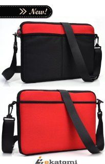 Dell Inspiron Mini 12.1 Inch Netbook Laptop Case  Universal Messenger Bag   RED & BLACK [Scoop]. Bonus Ekatomi screen cleaner: Cell Phones & Accessories