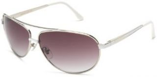 Andrea Jovine Women's A688 Aviator Sunglasses,Silver And White Frame/Gradient Smoke Lens,one size: Clothing