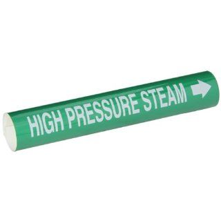 Brady 5828 I High Performance   Wrap Around Pipe Marker, B 689, White On Green Pvf Over Laminated Polyester, Legend "High Pressure Steam": Industrial Pipe Markers: Industrial & Scientific