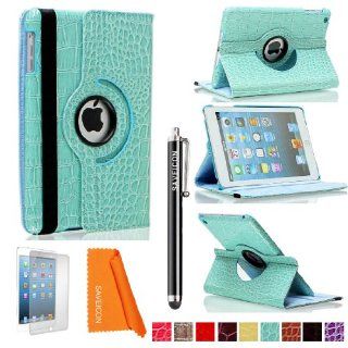 SAVEICON (TM) Baby Blue Crocodile Skin 360 Degrees Swivel Rotating PU Leather Case Smart Cover for New iPad Mini 7.9 Inch Wifi 3G 4G LTE with Stand and Sleep/Wake Function Built in Magnetic + Stylus, Screen Protector and LCD Cleaner: Computers & Access