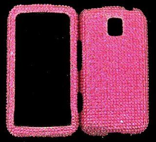 For Lg Optimus M Ms690 Solid Hot Pink Crystal Stones Case Accessories: Cell Phones & Accessories