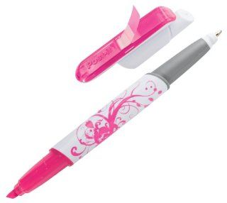 Post it Flags Highlighter Pen, One Pink Highlighter and Black Ballpoint Pen Combo loaded with 50 Flags (691 PNK) : Office Products