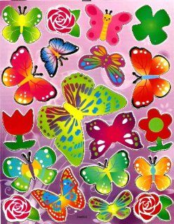 Buttlerfly Flowers STICKER SHEET PM692 ~ Rose Daisy Tulip: Everything Else