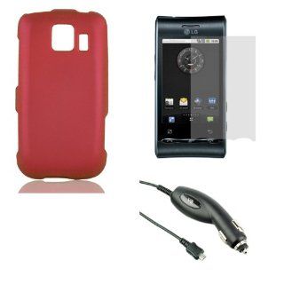 [LG LS670 Optimus S / U / V] Accessory Bundle Combo   Rubberized Snap on Hard Shell Case (Red) + Anti Glare Screen Protector + Rapid Car Charger: Cell Phones & Accessories