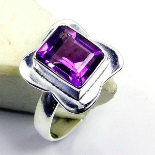 Sparkling Sterling Silver Amethyst Ring, Size 7.25 Jewelry
