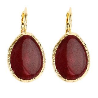 ELYA 24K Gold Plated Brass Red Dyed Chalcedony Earrings: West Coast Jewelry: Jewelry