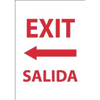 NMC M697PC Bilingual Exit/Entrance Sign, Legend "EXIT" with Graphic, 14" Length x 20" Height, Pressure Sensitive Vinyl, Red on White: Industrial Warning Signs: Industrial & Scientific