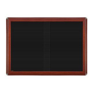 34" x 47" 2 Door Sliding Ovation Letterboard Surface Color: Black, Color: Chrome, Frame Finish: Cherry : Changeable Letter Boards : Office Products