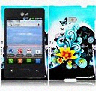 Blue Flower Hard Cover Case for LG Optimus Logic L35G: Cell Phones & Accessories