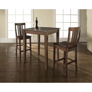 Crosley Three Piece Pub Dining Set with Cabriole Leg Table and Shield
