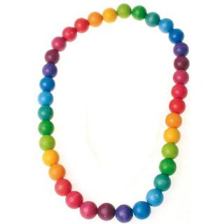 Grimm's Colorful Wooden Beads Rainbow Necklace for Baby & Child, 26 inch Length (Large Beads: 20 mm diameter): Toys & Games